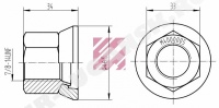 Гайка колеса 7/8"-14UNF h=35/33