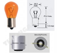 Лампочка 24v21w одноконт. ЖЕЛТАЯ