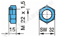 Гайка М22*1.5 H=15 SW32 самоконтрящ.